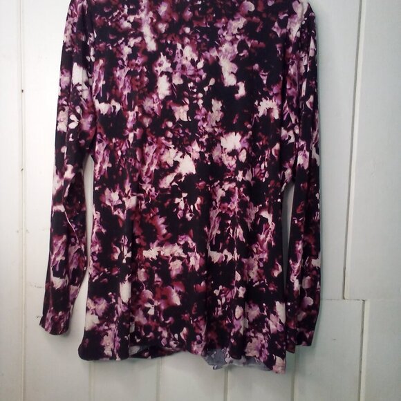 Rachel Rachel Roy Blouse Women M Long Sleeve V-Neck Wrap Floral Black Purple - Picture 10 of 14